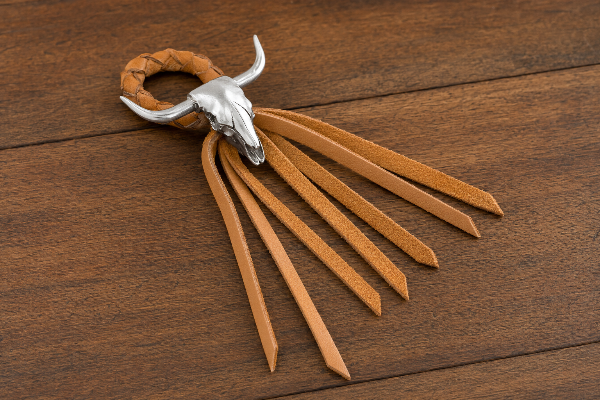 Long Horn Skull Leather Napkin Ring, lifestyle view