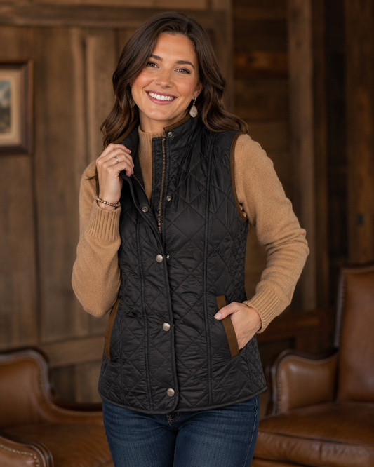 Vista Quilted Nylon Vest - Black