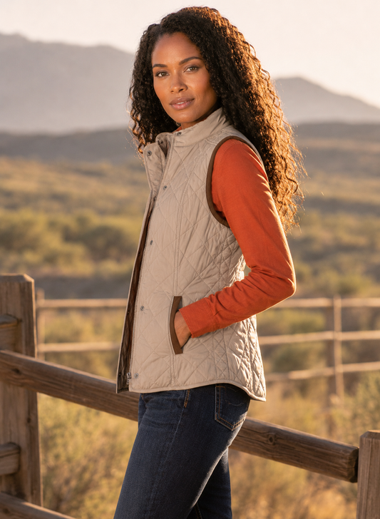 Vista Quilted Nylon Vest - Dark Khaki