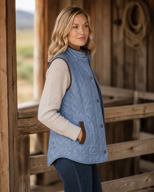 Vista Quilted Nylon Vest - Blue