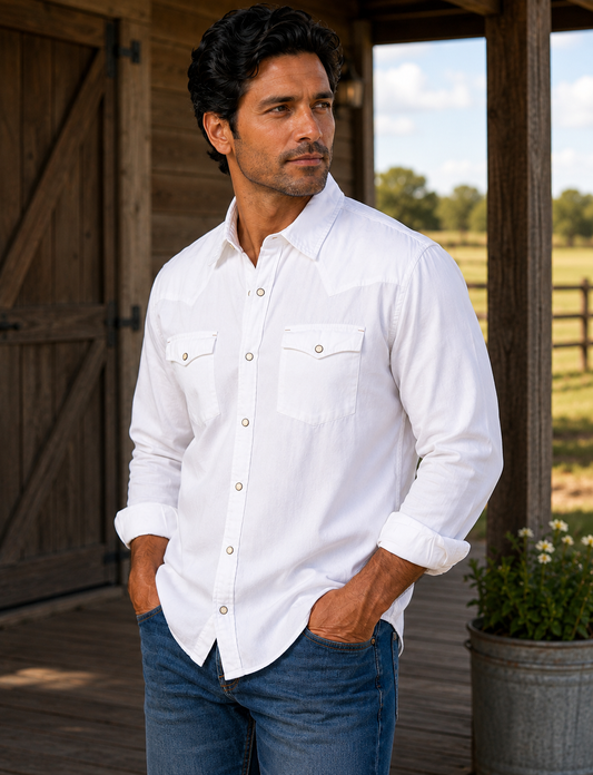 Bisley Signature Blend Western Shirt - Salt