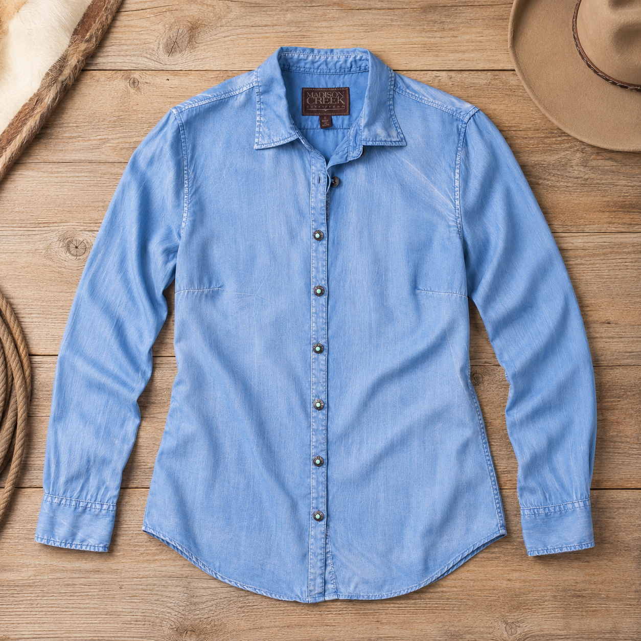 Claire Signature Blend Solid Shirt - Blue