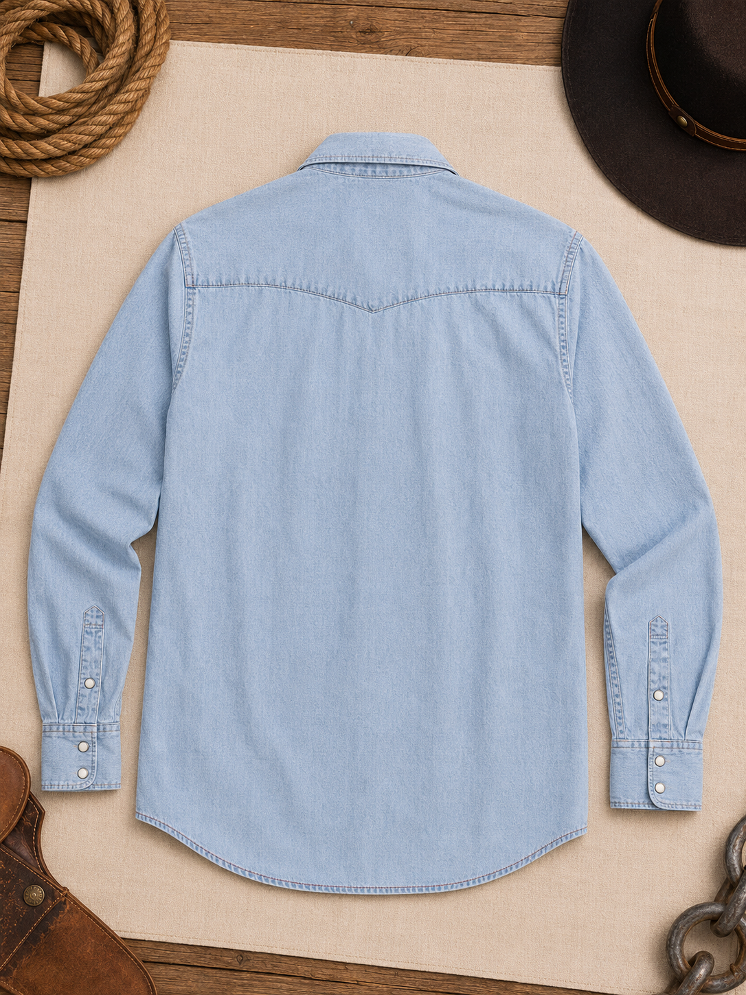 Bisley Washed Denim Western Shirt - Chambray Denim