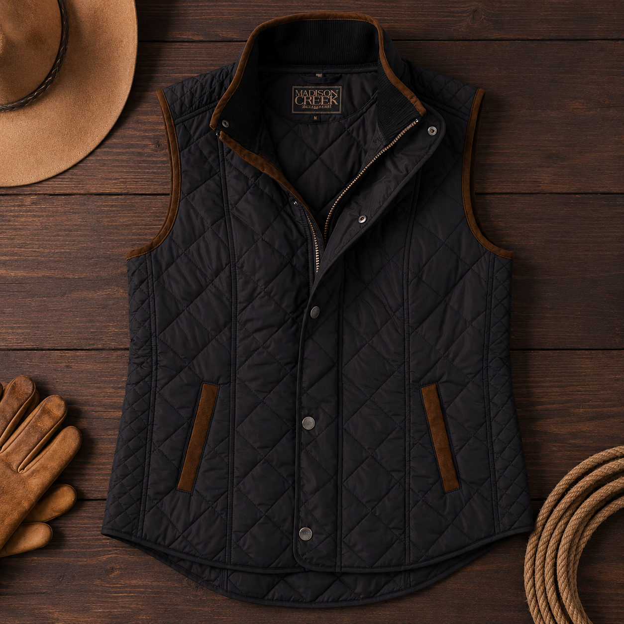 Vista Quilted Nylon Vest - Black