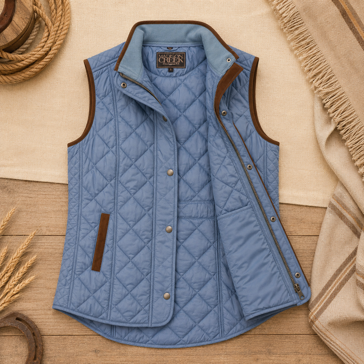 Vista Quilted Nylon Vest - Blue
