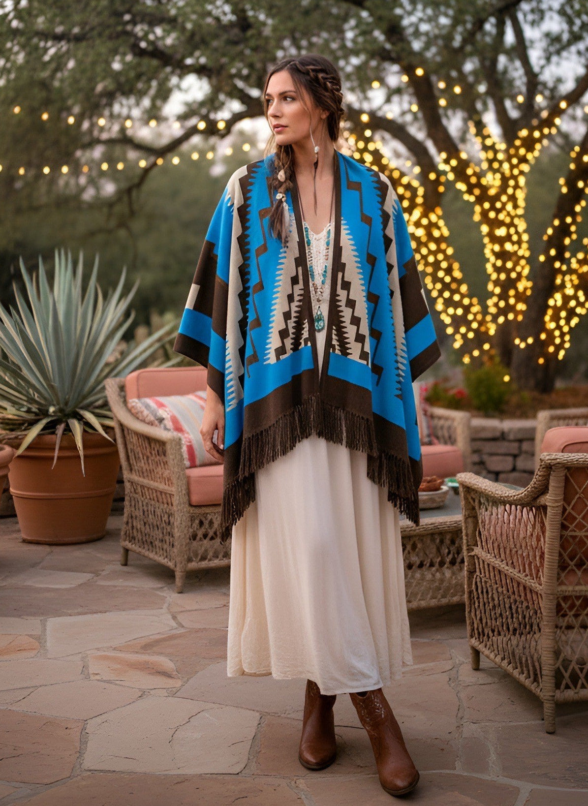 Peruvian Wrap - Blue, front view