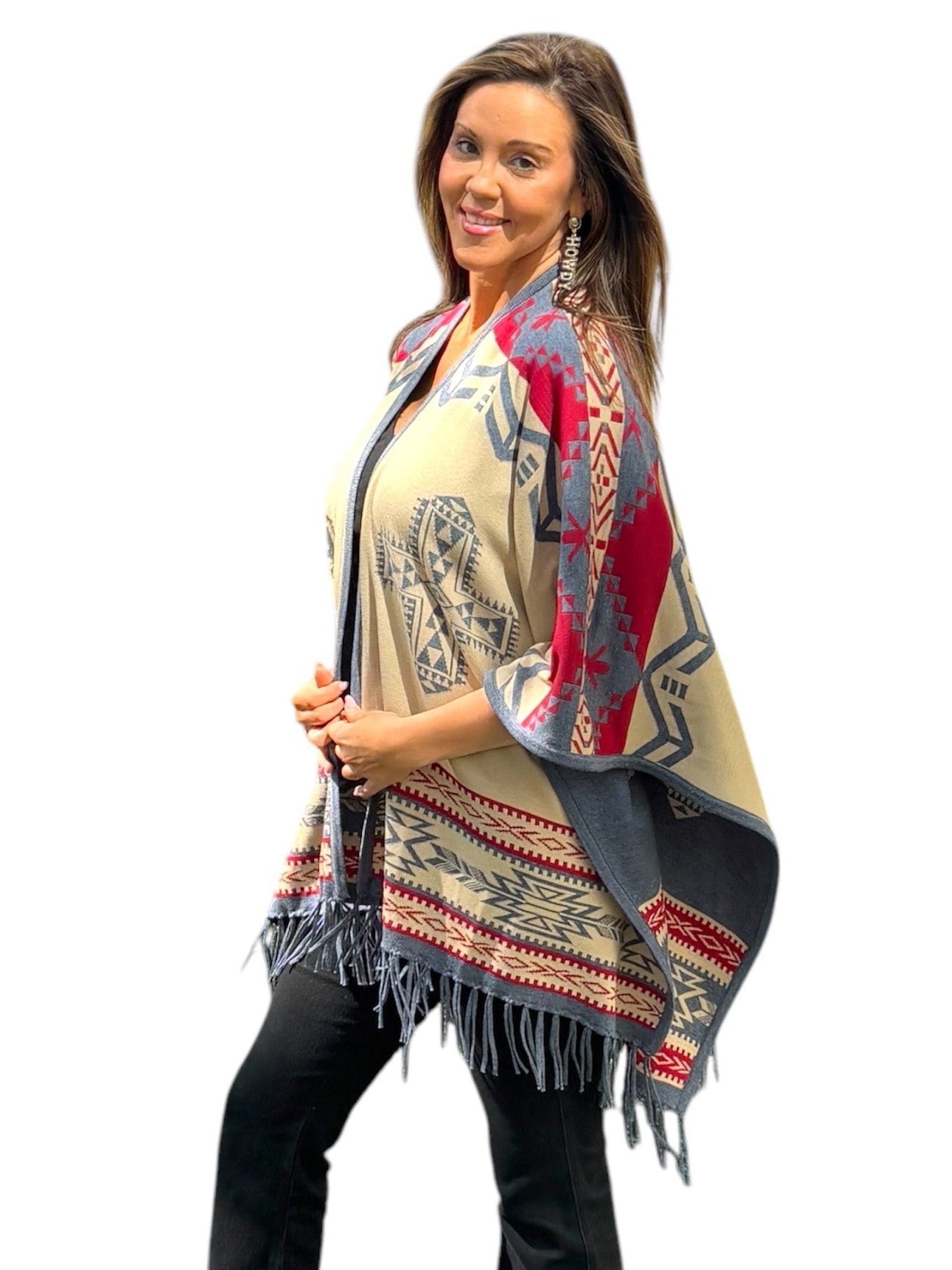 Southwest Reversible Shawl Wrap -Blue Jean, additional view