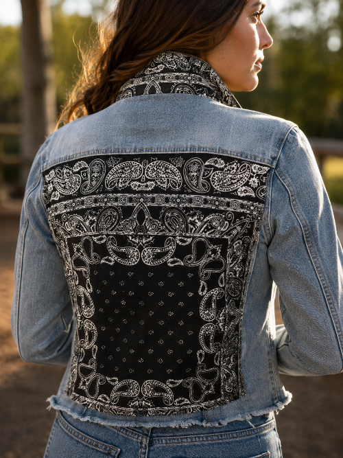 The Light Denim Jacket / Let’s Do Western / Black, detail view