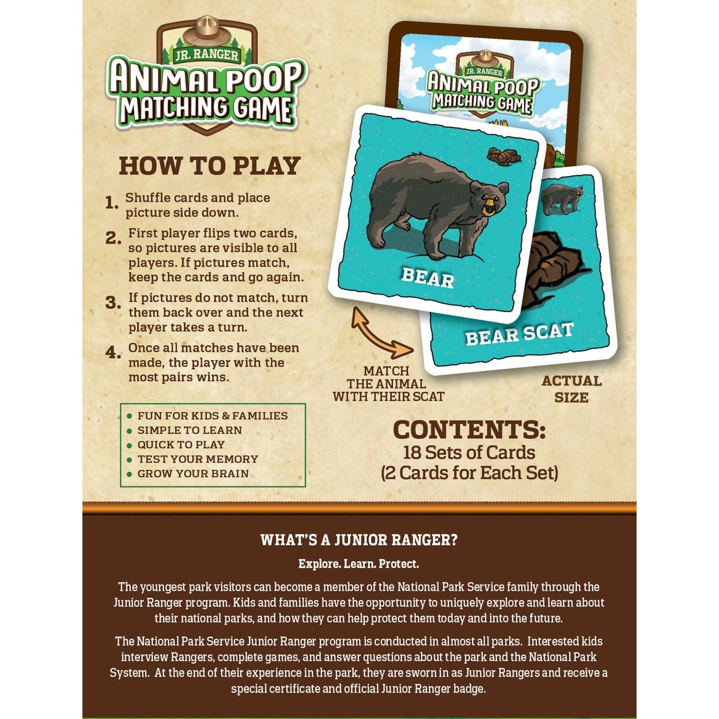 Jr. Ranger - Animal Poop Matching Game, side view