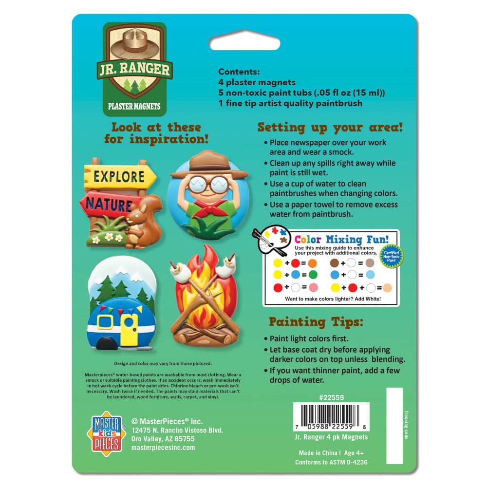 Jr. Ranger - 6-Pack Plaster Magnets Paint Kit, side view