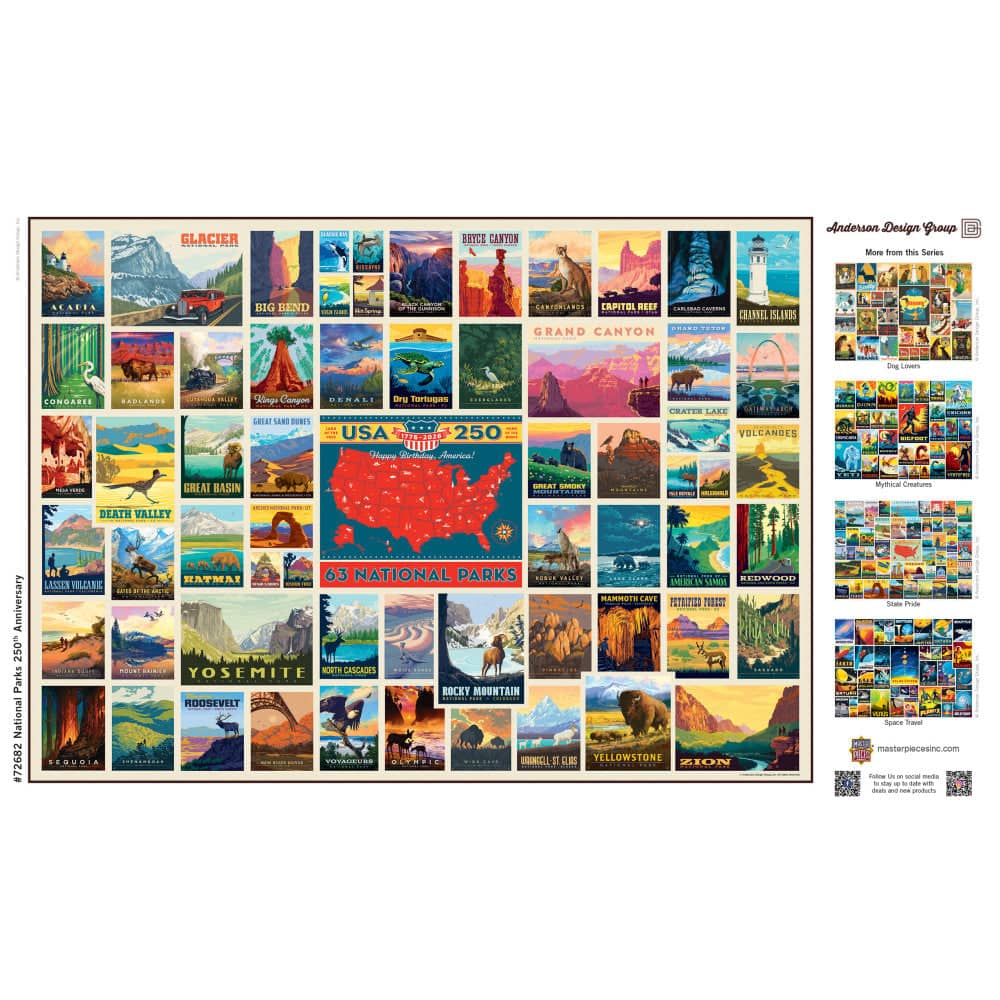 Vintage Posters - National Parks 250th Anniversary 1000 Piece Jigsaw Puzzle, alternate view