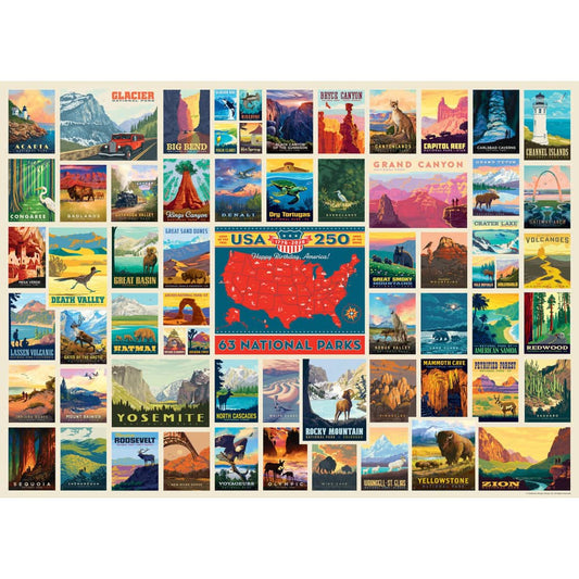 Vintage Posters - National Parks 250th Anniversary 1000 Piece Jigsaw Puzzle, detail view