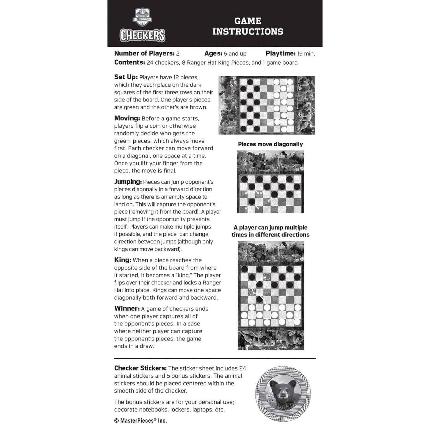 Jr. Ranger Checkers Board Game, alternate view