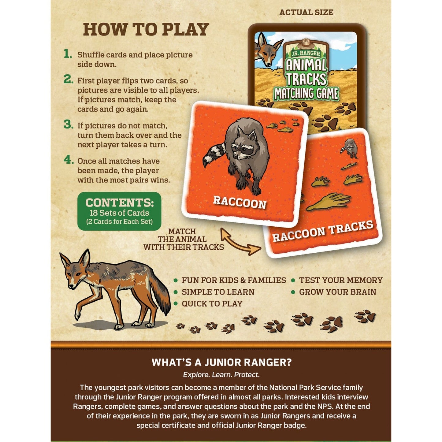 Jr Ranger - Animal Tracks Matching Game, side view