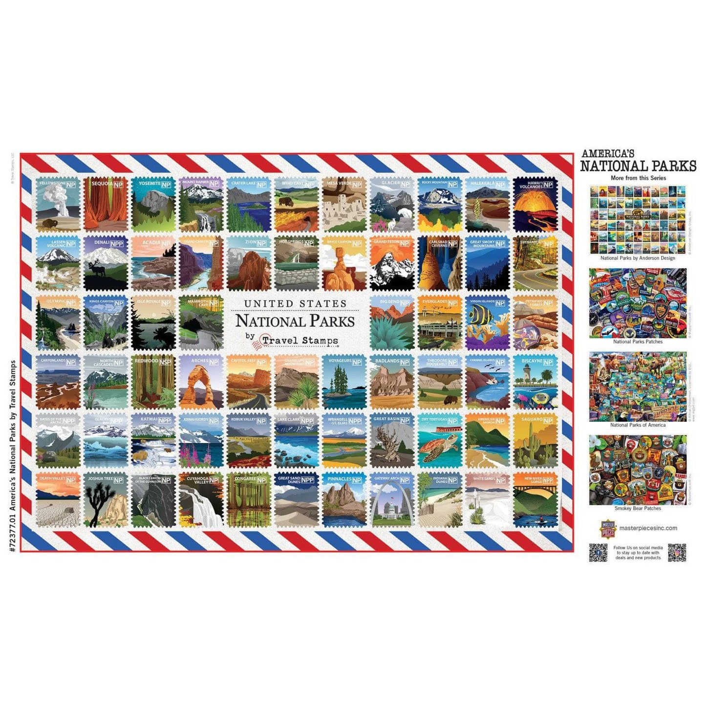 National Parks Travel Stamps 1000 Piece Jigsaw Puzzle, alternate view
