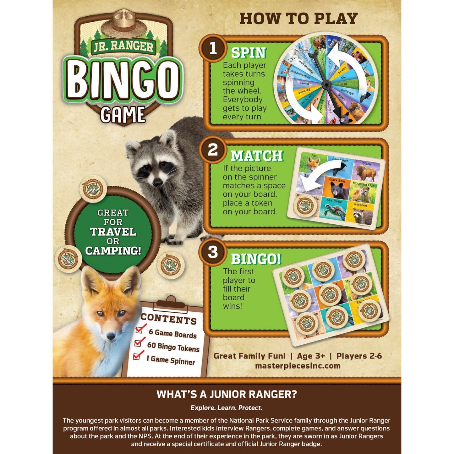Jr. Ranger Bingo Game, side view
