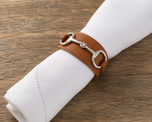 Bit Vegan Leather Napkin Ring, detail view