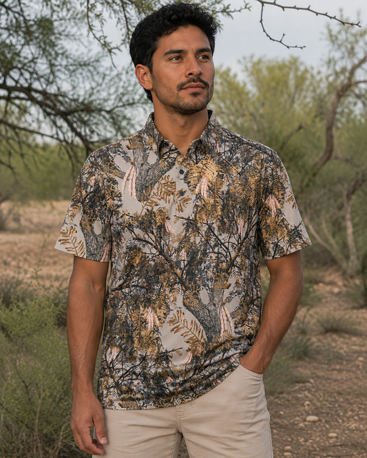 Mesquite Camo Polo, front view