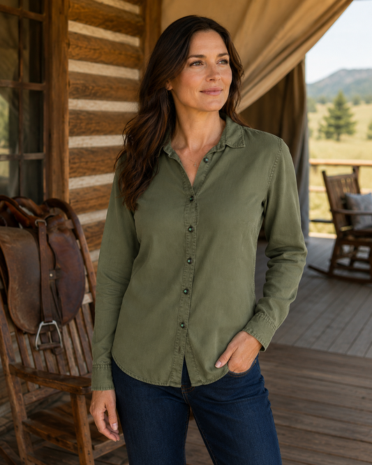 Claire Signature Blend Solid Shirt - Olive