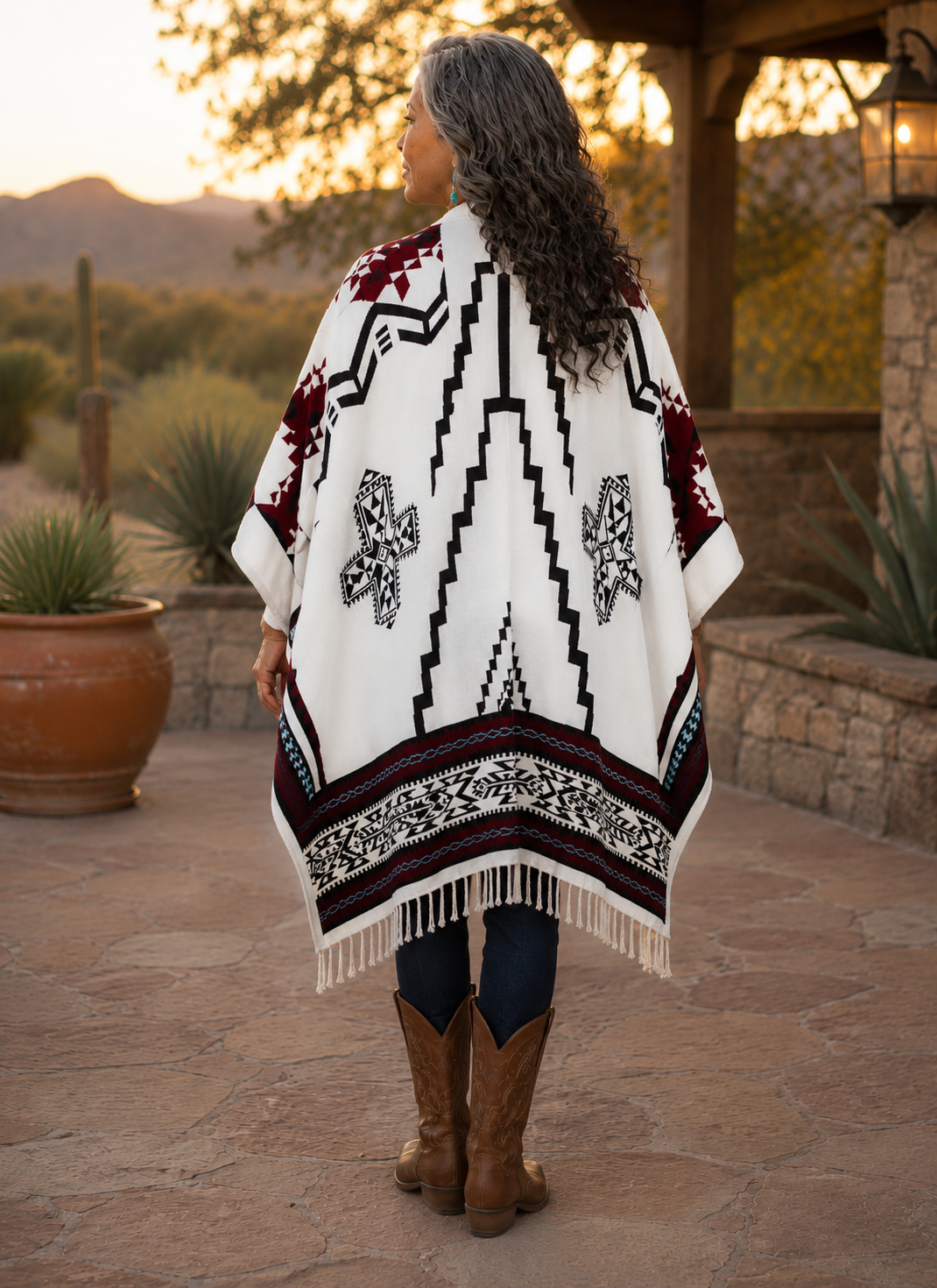 Southwest Reversible Wrap - White