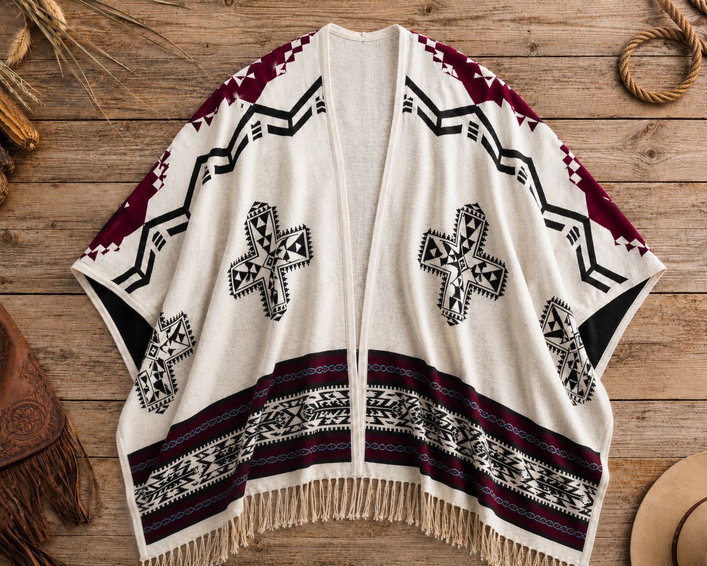 Southwest Reversible Wrap - White