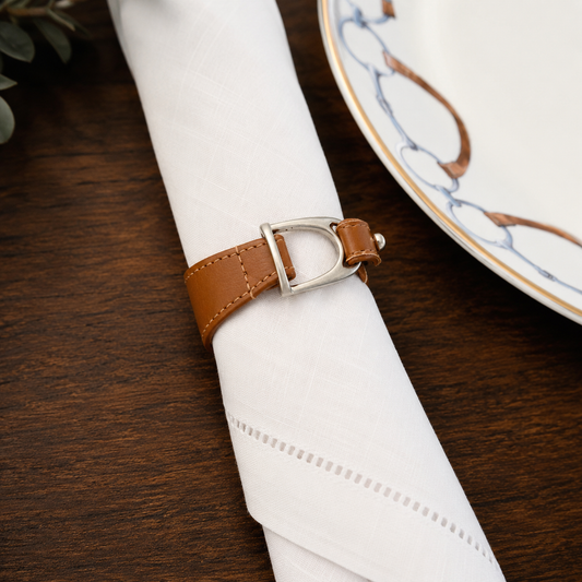 Stirrup Vegan Leather Napkin Ring, detail view