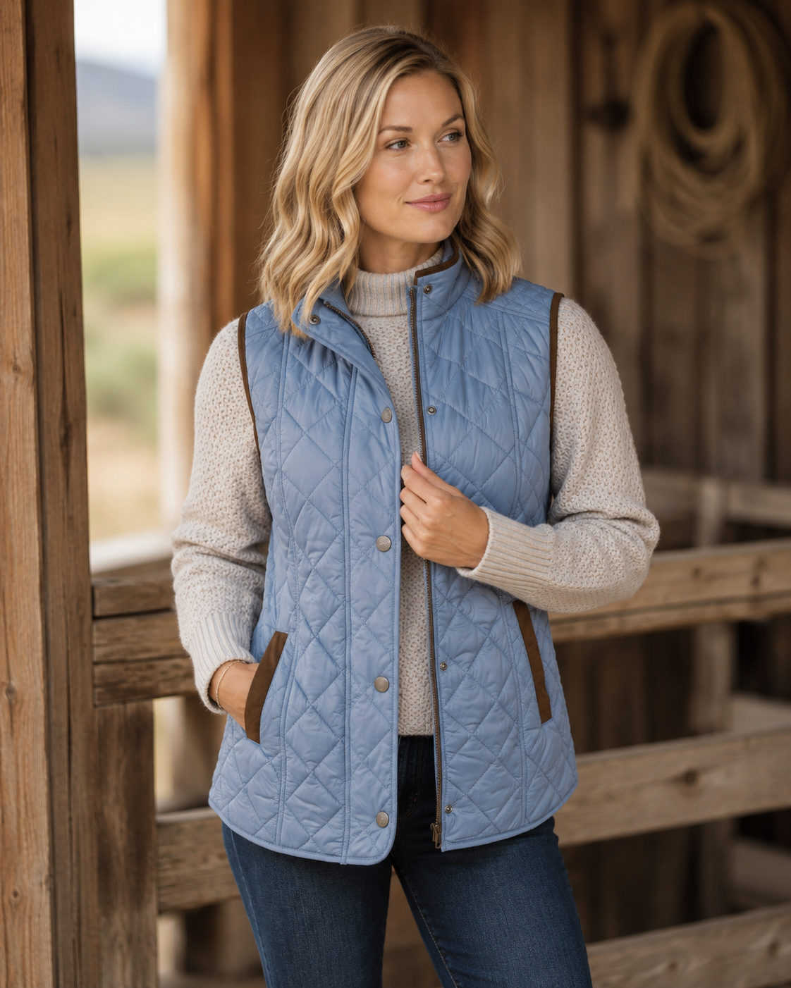Vista Quilted Nylon Vest - Blue