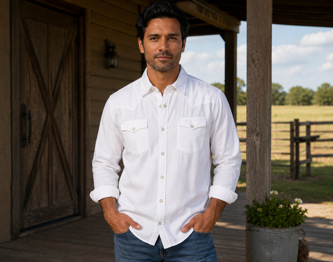 Bisley Signature Blend Western Shirt - Salt