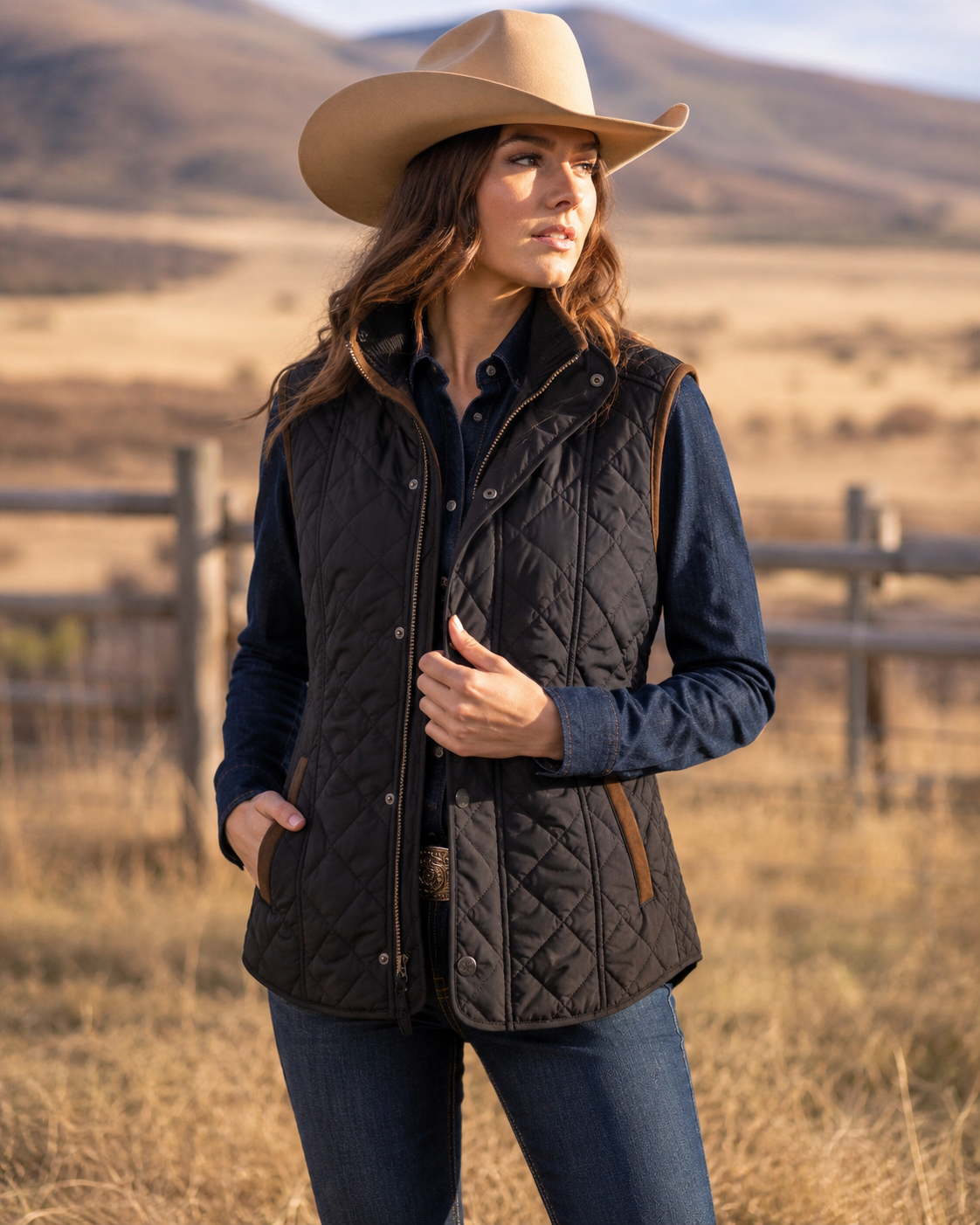 Vista Quilted Nylon Vest - Black