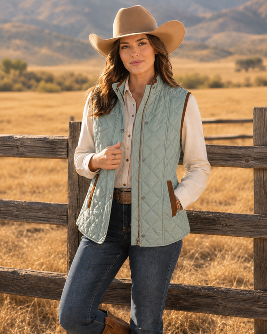 Vista Quilted Nylon Vest - Topaz