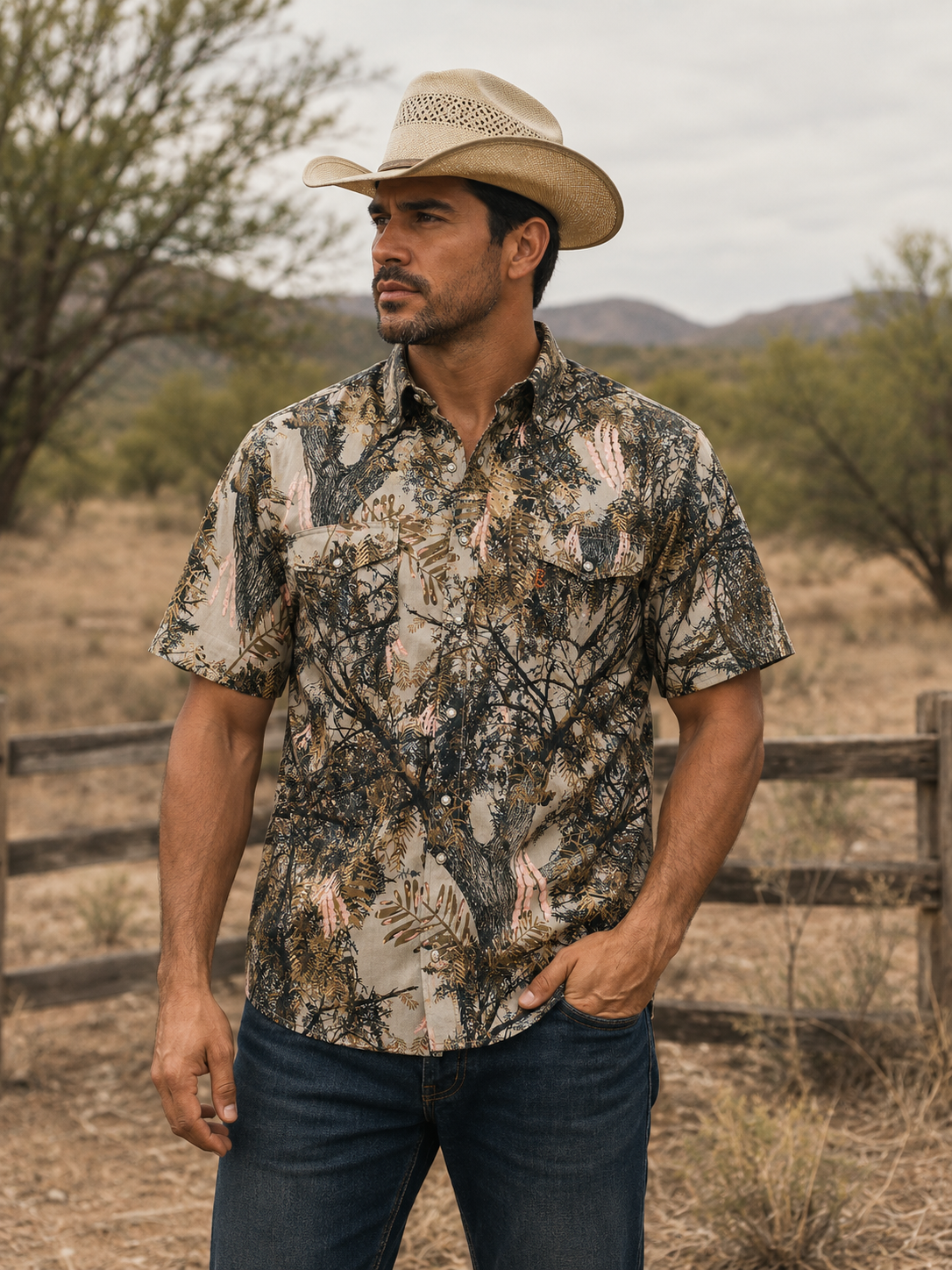 Mesquite Camo Pearl Snap, back view
