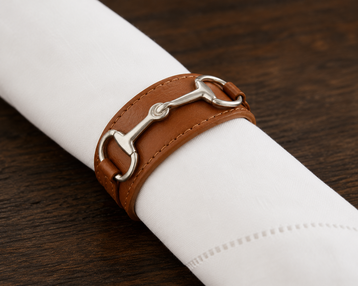 Bit Vegan Leather Napkin Ring, alternate view