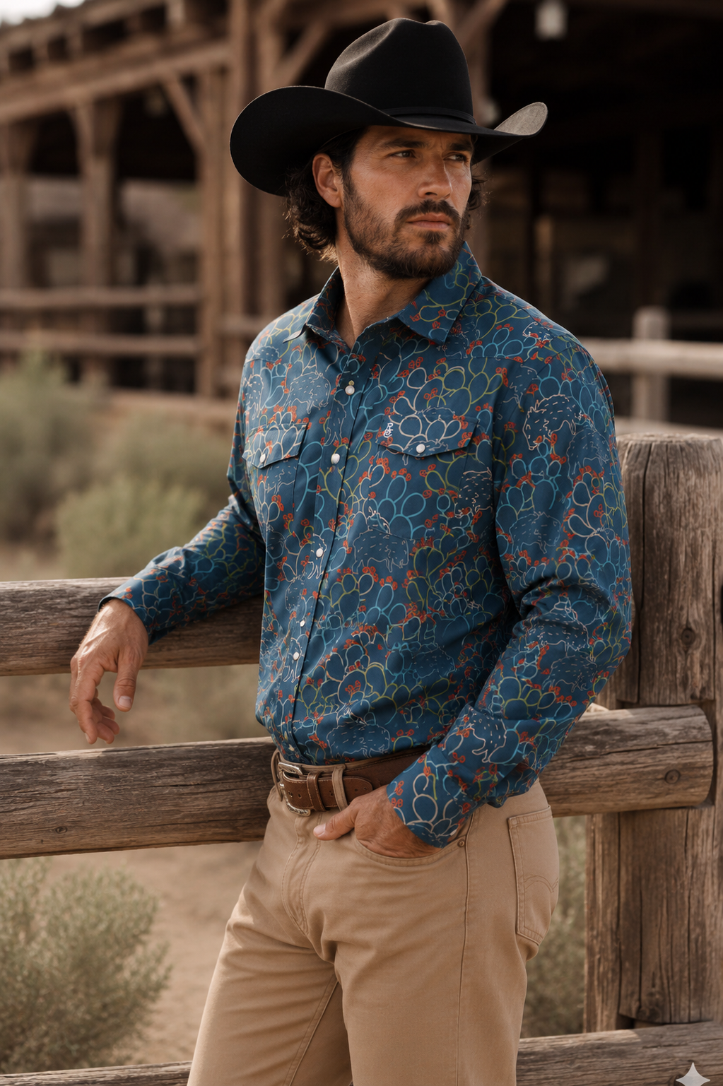 Javelina Paradise Pearl Snap, front view