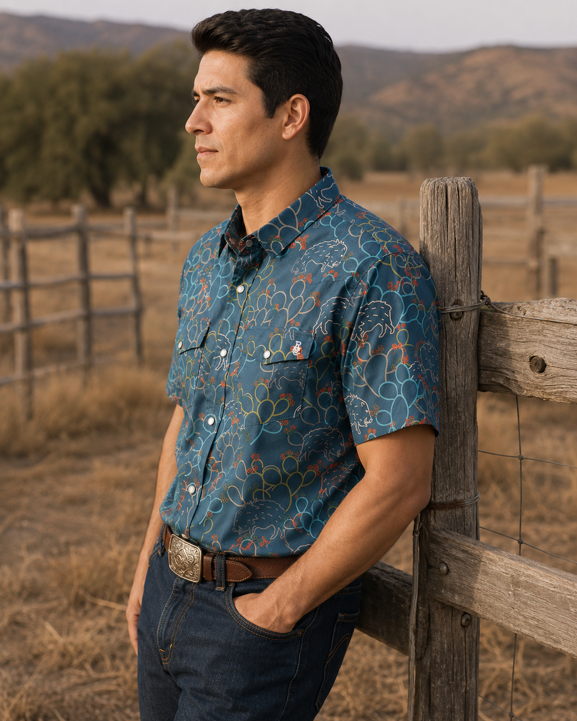 Javelina Paradise Pearl Snap, back view