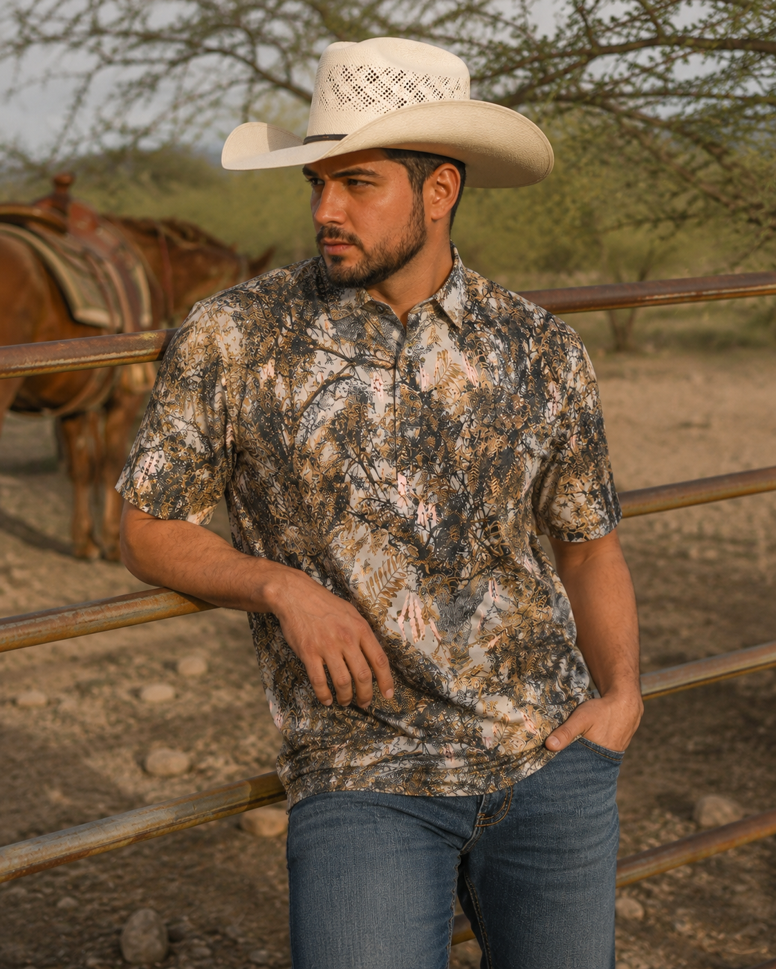 Mesquite Camo Polo, side view