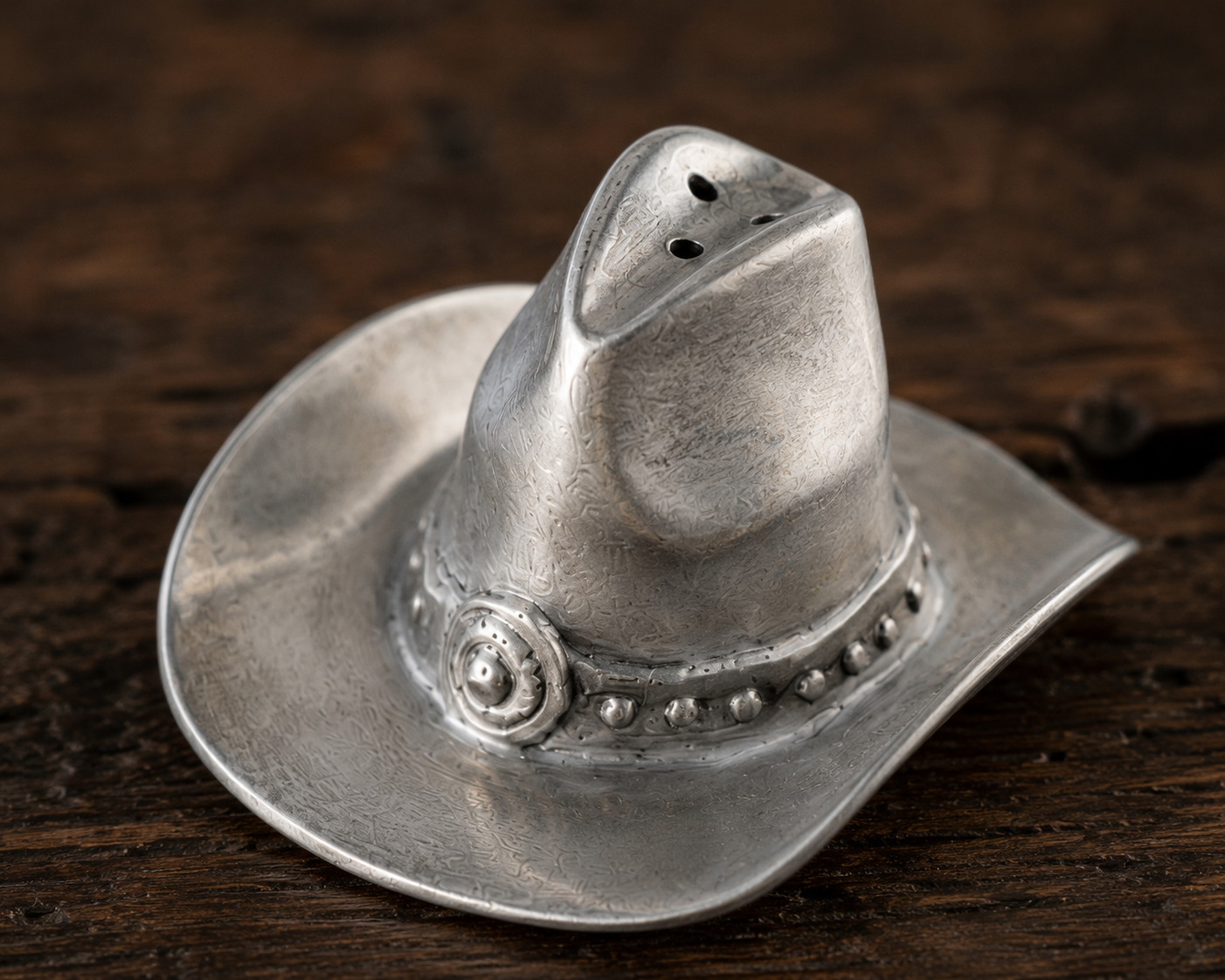 Pewter Cowboy Hat Salt & Pepper Set, alternate view