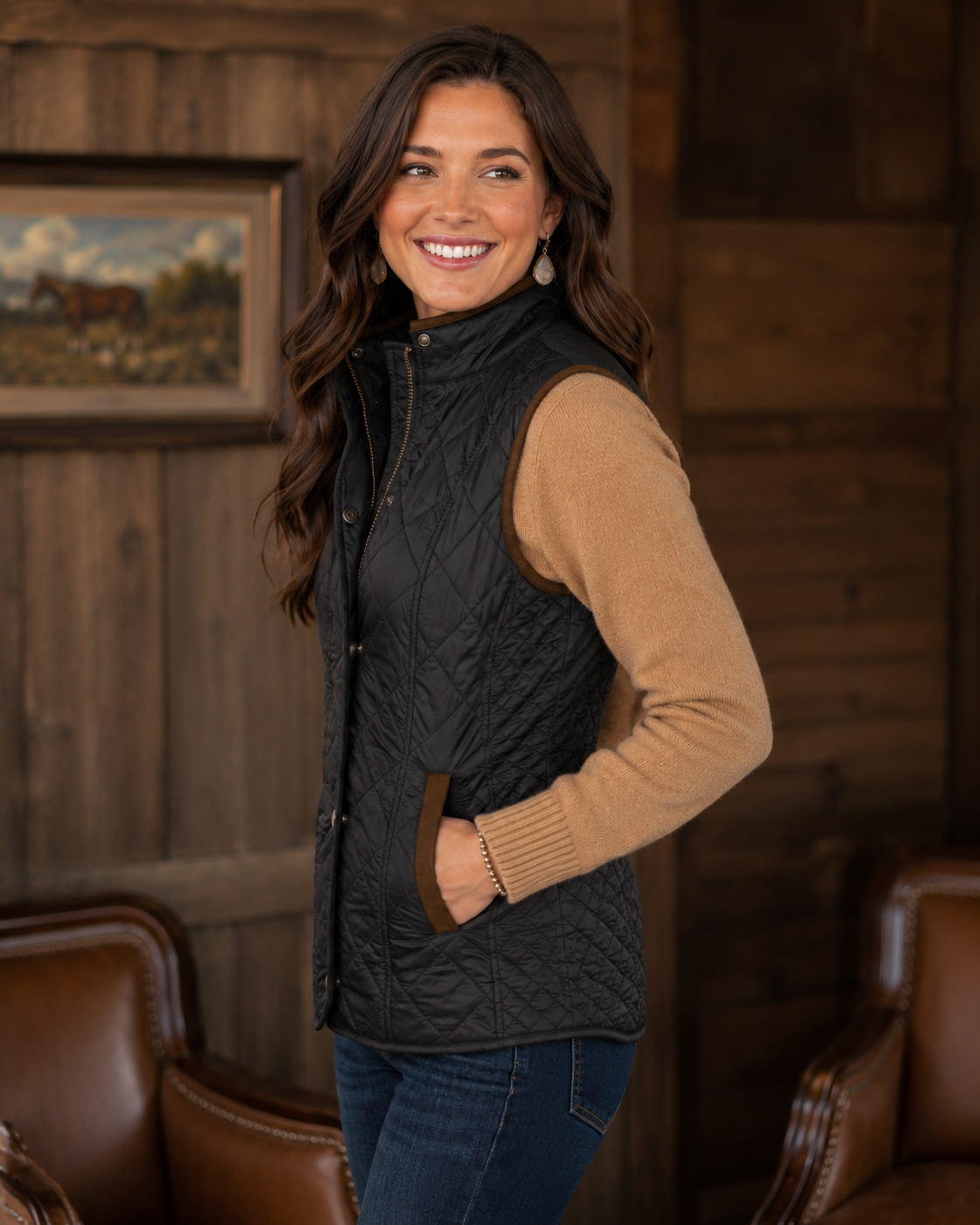 Vista Quilted Nylon Vest - Black