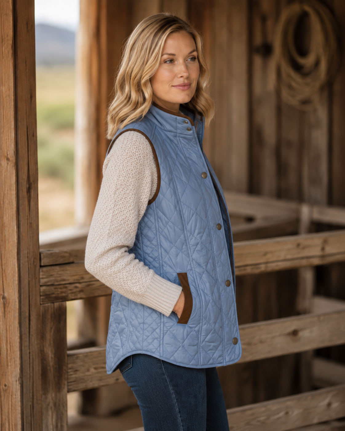 Vista Quilted Nylon Vest - Blue