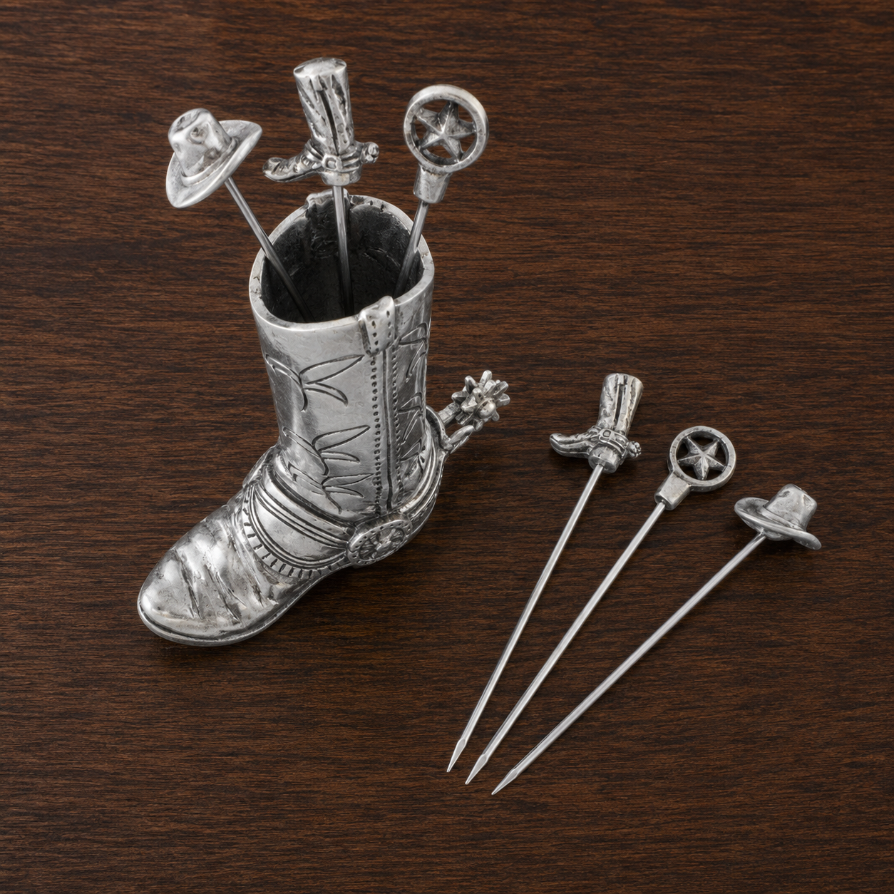 Western Boot Cheese Pick Set, side view