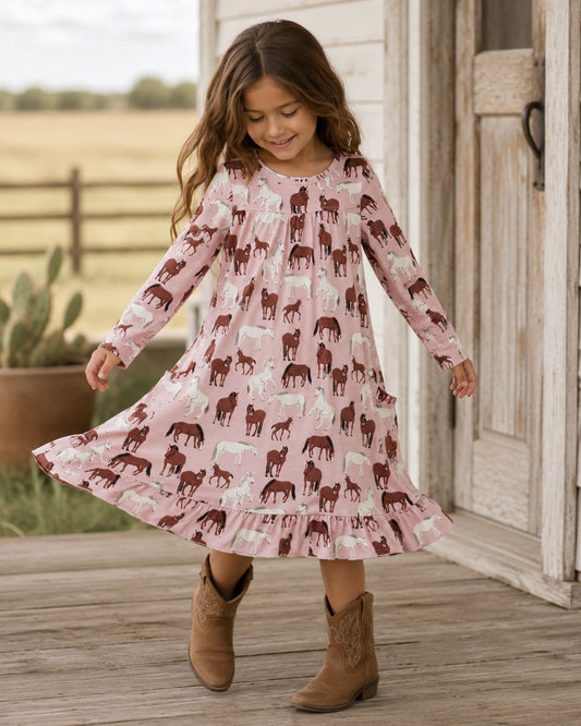 Wild Horses Boho Dress, front view