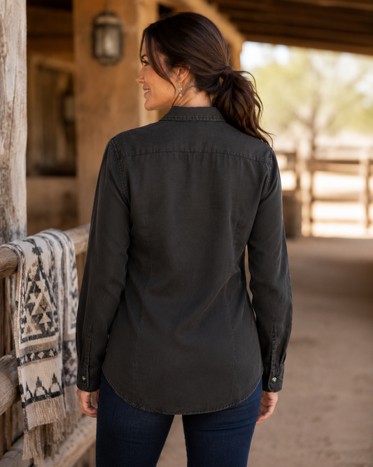 Claire Signature Blend Solid Shirt - Black