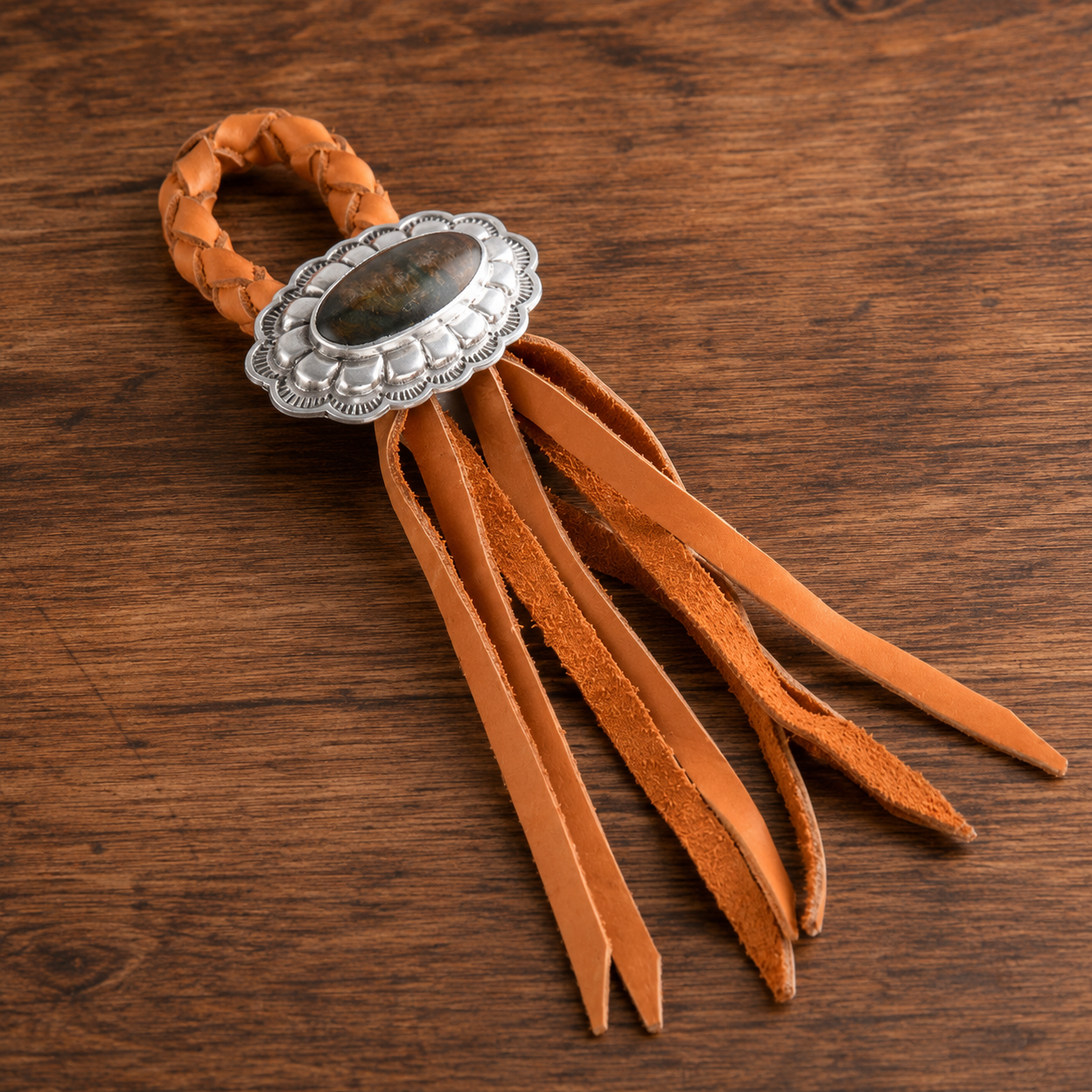 Concho Leather Napkin Ring, side view