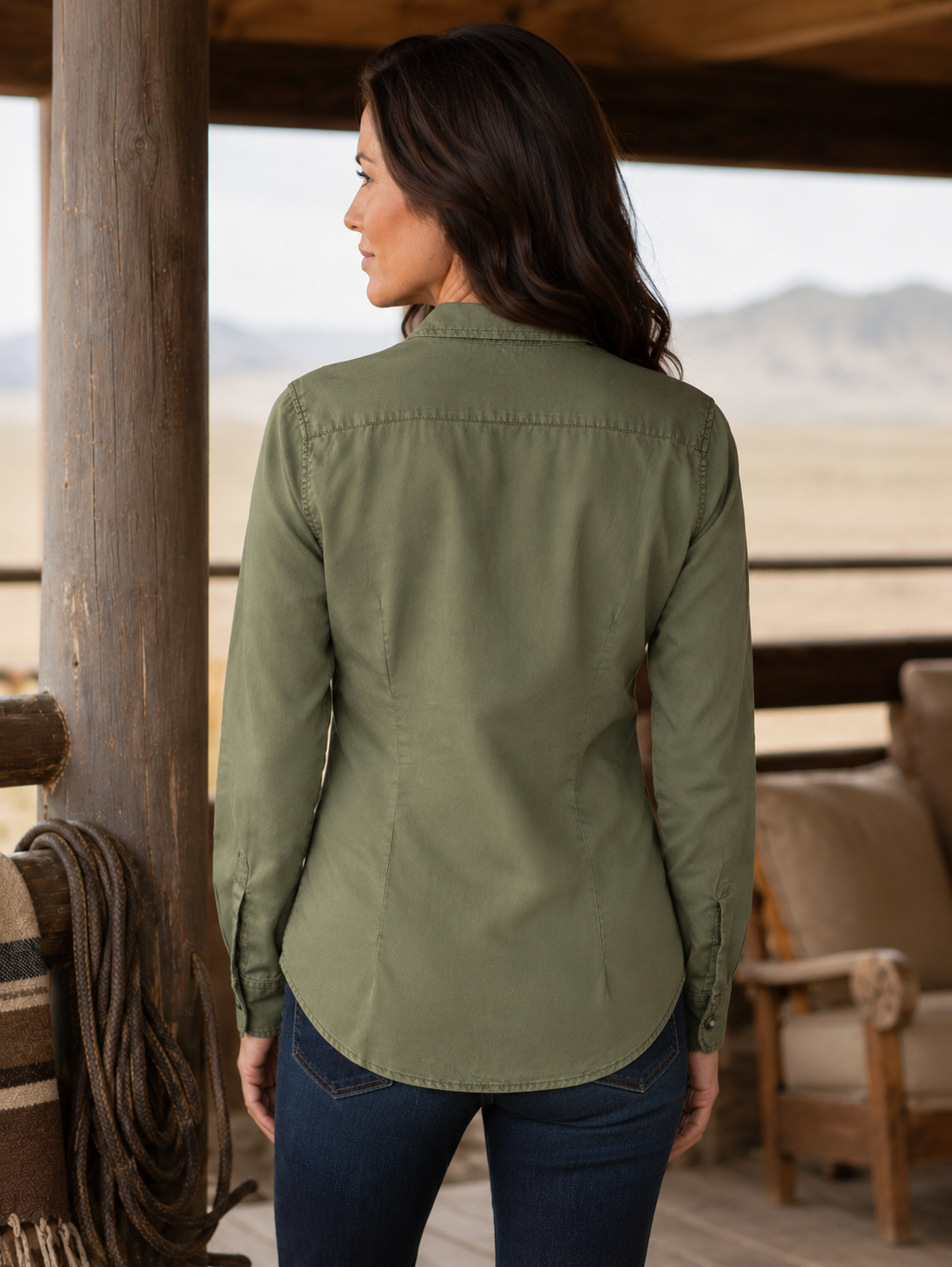 Claire Signature Blend Solid Shirt - Olive