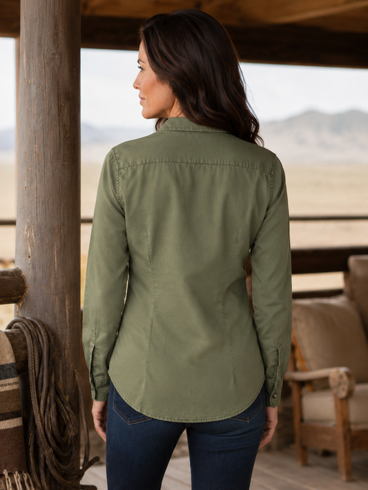 Claire Signature Blend Solid Shirt - Olive