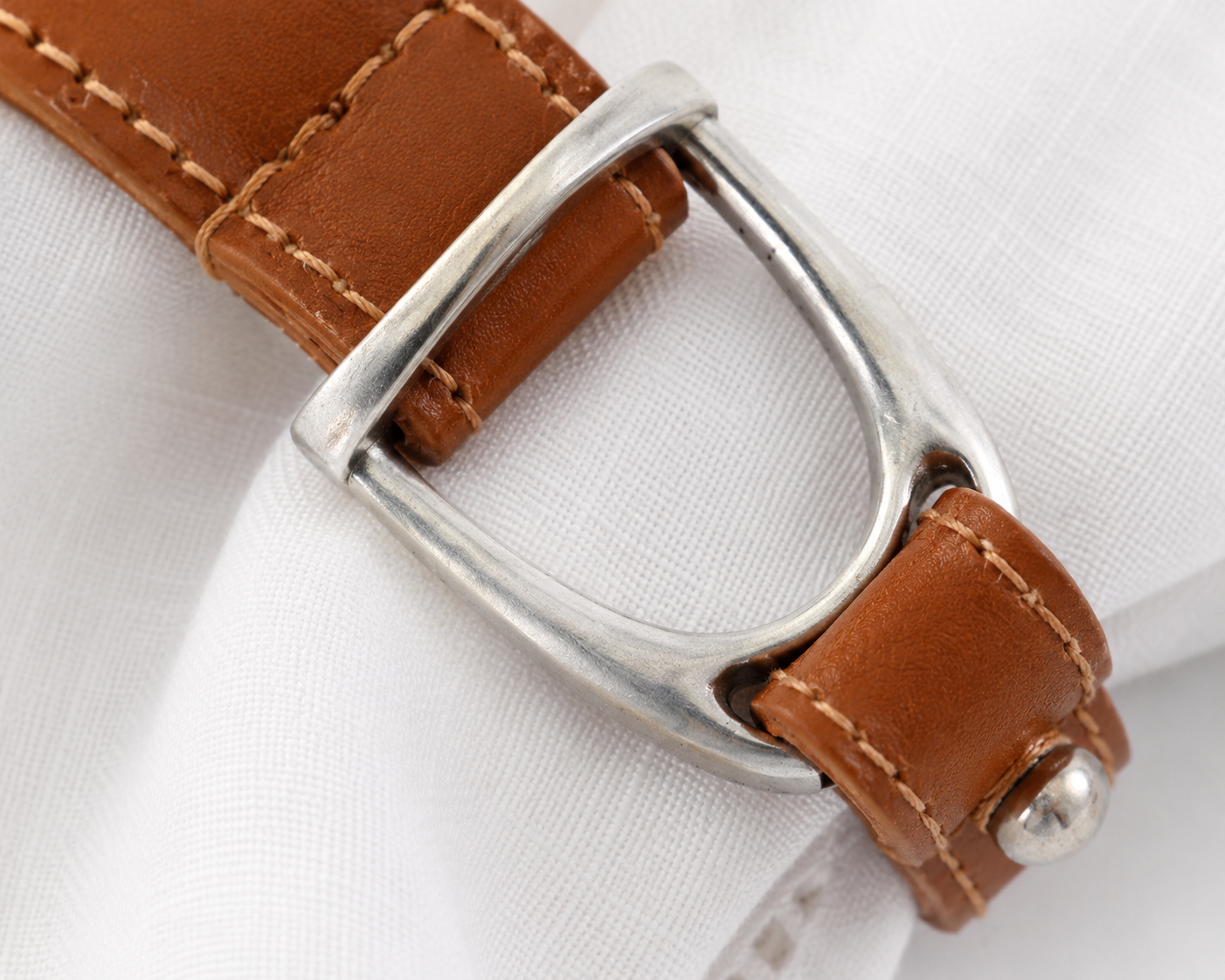 Stirrup Vegan Leather Napkin Ring, side view