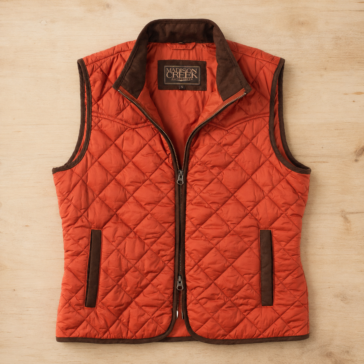Ennis Quilted Nylon Vest with Microsuede Trim, alternate view