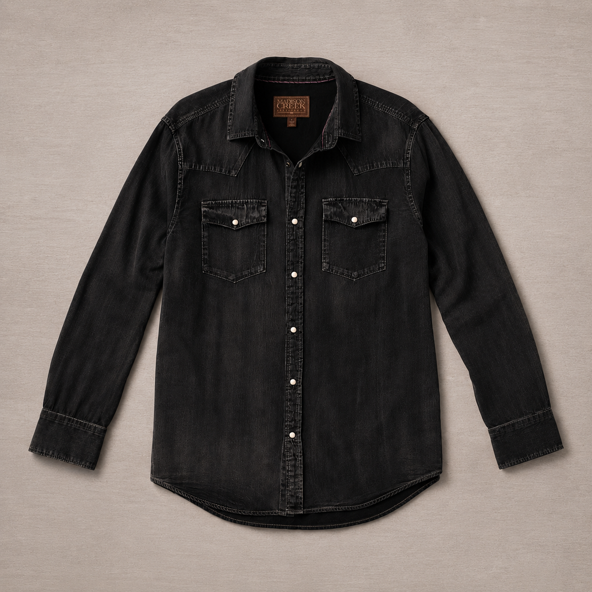 Branson Whipstitch Denim Shirt - Black Denim