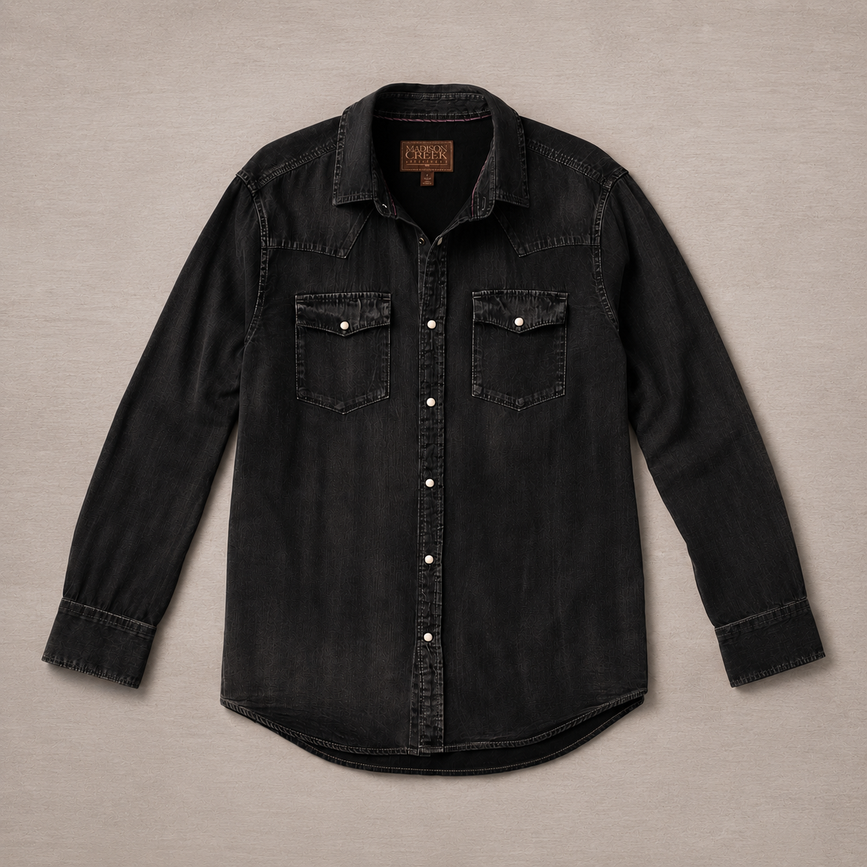 Bisley Washed Denim Western Shirt - Black Denim
