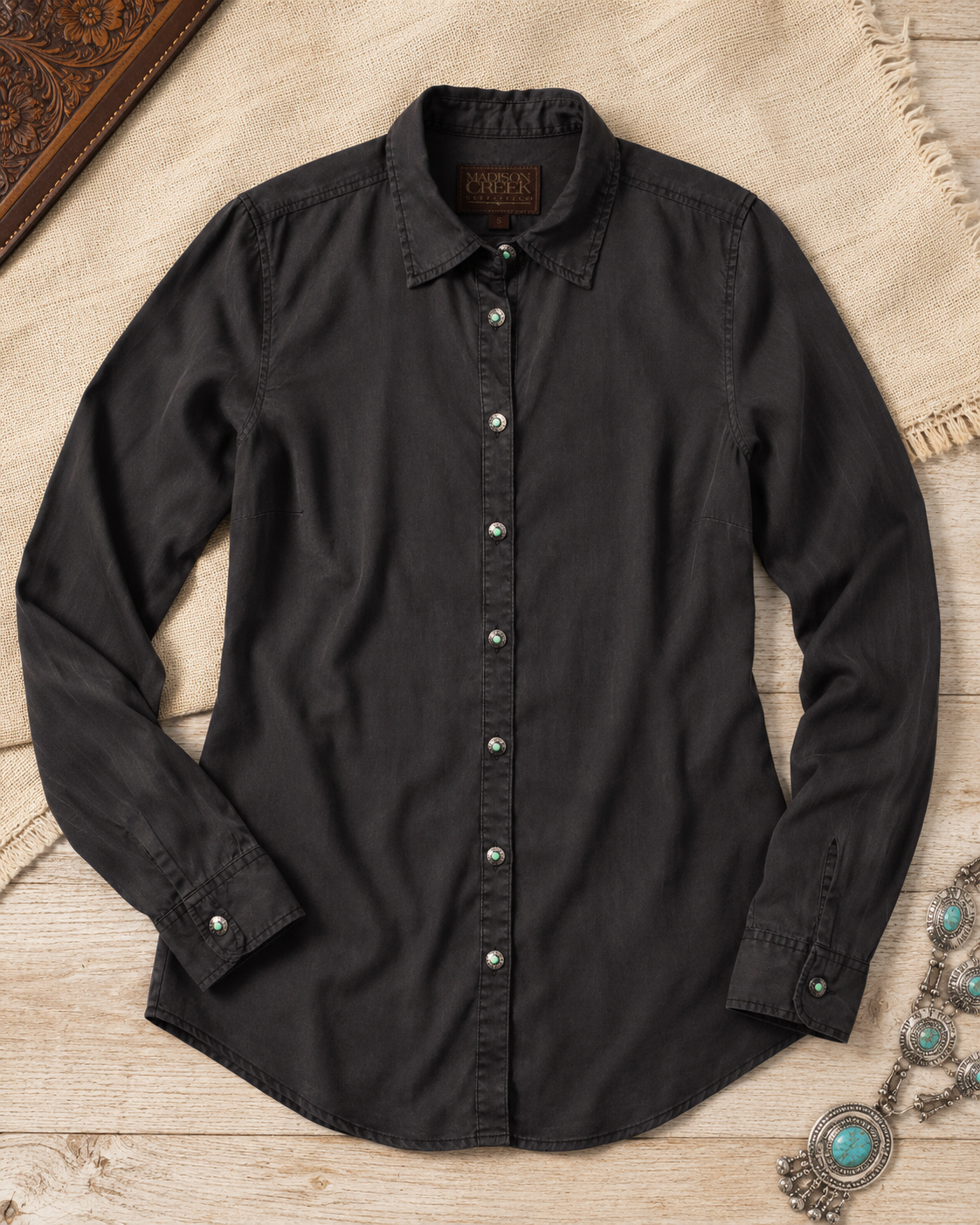 Claire Signature Blend Solid Shirt - Black