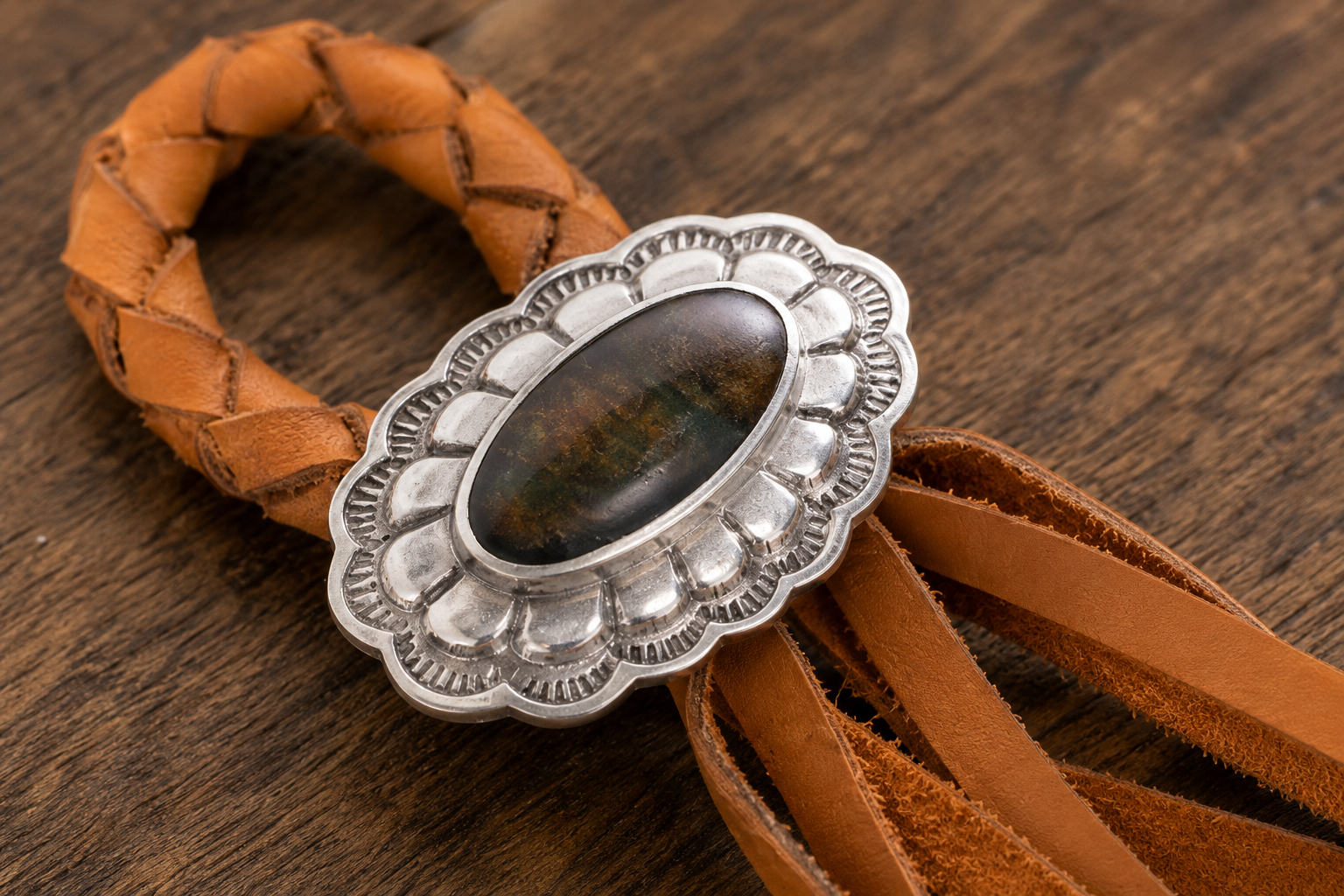 Concho Leather Napkin Ring, detail view